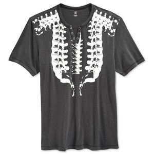 I.N.C International Concepts Mens Spine Split Neck Graphic T-Shirt, Grey, Medium - 1 of 1