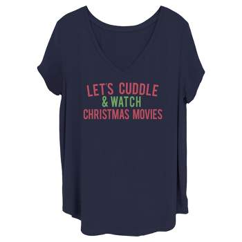 Juniors Womens Lost Gods Cuddles & Christmas Movies T-Shirt