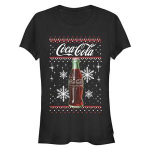 Juniors Womens Coca Cola Christmas Bottle Snowflake T-Shirt - 1 of 3