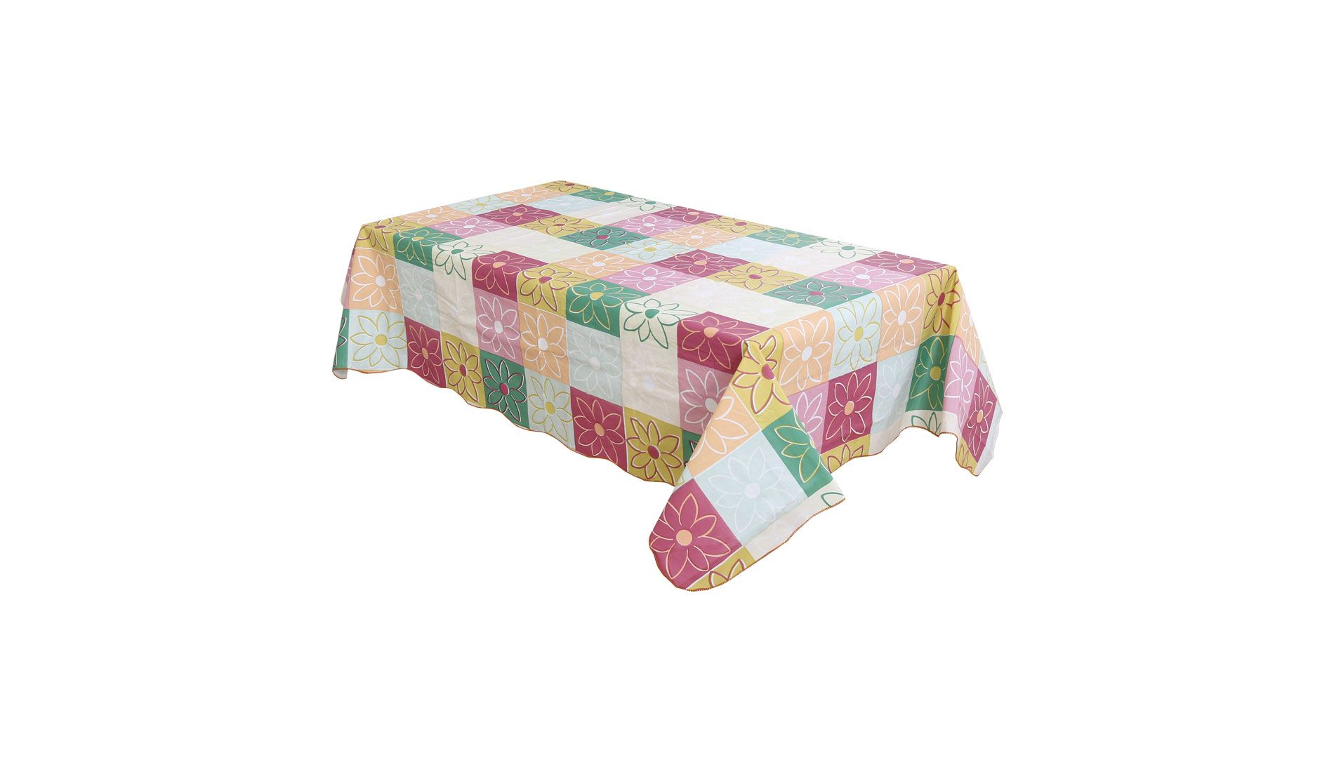 PiccoCasa Square Vinyl Water Oil Resistant Printed Tablecloths Plaid Flower 60"x60"