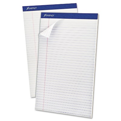 Ampad Perforated Writing Pad 8 1/2 x 14 White 50 Sheets Dozen 20330