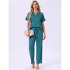 INSPIRE CHIC Womens Silky Pajama Sets Soft Lounge Sets Summer Pajamas Satin Short Sleeve V-neck - 4 of 4