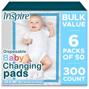 Inspire Baby Diaper Changing Pads | Disposable Chux Underpads, 23 x 36 Inches, Bulk Savings Pack 150 - 300 - 1 of 4