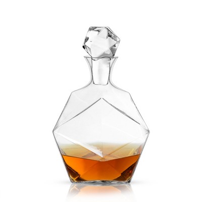 Viski Faceted Whiskey Decanter - Crystal Liquor Carafe, Stylish Barware Set of 1 - 40 oz