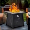 28" Square Propane Fire Pit Table, 50,000 BTU Steel Outdoor Heater with Lava Rocks, Gray - 2 of 4