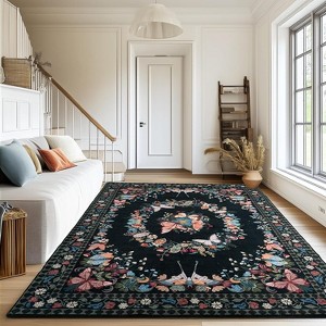 LOVEVOOK Floral Butterfly Rug for Living Room, Modern Indoor Large Area Rug for Bedroom Dining Room Home Decor, Non Slip Rugs Machine Washable - 1 of 4