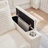 PAGED Single Sofa with Ottoman, Fluffy Corduroy Sofa with Bluetooth Speaker, USB Ports,180°Rotating Table Board for Living Room - 3 of 4