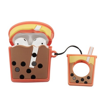 Insten Cute Case Compatible with AirPods 1 & 2 - Boba Milk Tea Cartoon Silicone Cover with Ring Strap