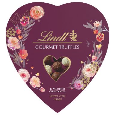 Lindt Valentine's Gourmet Chocolate Truffles Heart Box Candy - 6.7oz