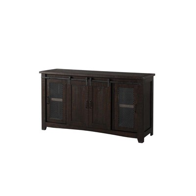 Espresso Pine Wood 65" TV Stand with Mesh Doors