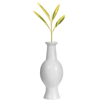 Modern Dining Trumpet Floor Vase, For Entryway and Living Room, White Fiberglass 26.5 inch