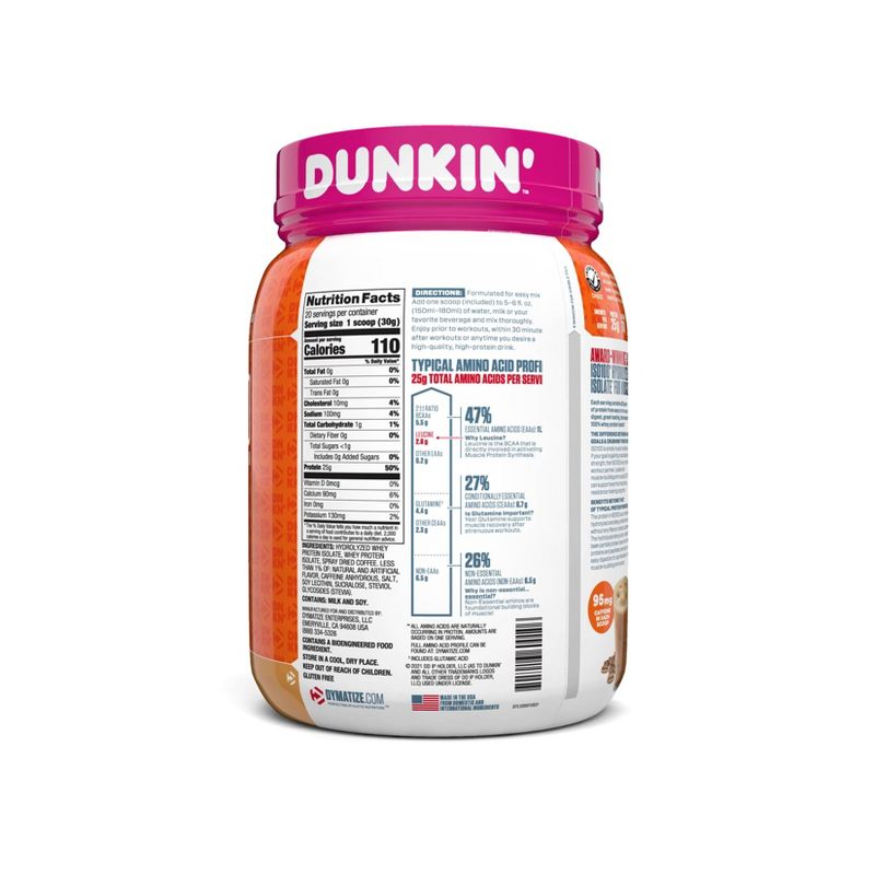 Dymatize 100% Whey Isolate Protein Powder - Dunkin Cappuccino - 20 Serve, 4 of 5