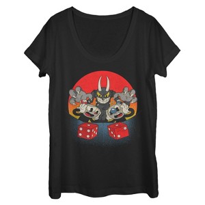 Women's Cuphead Snake Eyes Scoop Neck - 1 of 3