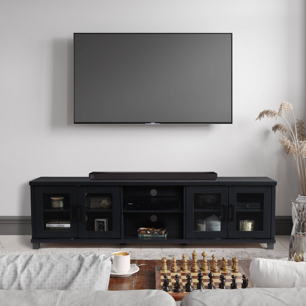 Photos - Mount/Stand CorLiving Fremont TV Stand for TVs up to 95" with Glass Cabinets Black  