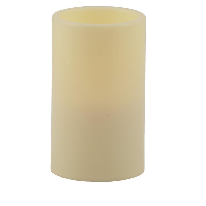 Pacific Accents Flameless 3x5.75 Ivory Resin Melted Top Pillar Candle, 1 of 4