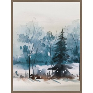 Amanti Art 23"x30" Dusty Blue Trees III by Isabelle Z Framed Canvas Wall Art Print - 1 of 4