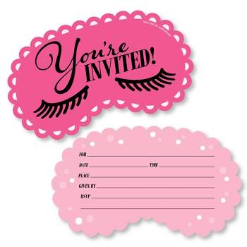 Big Dot of Happiness Spa Day - Shaped Fill-In Invitations - Girls Makeup Party Invitation Cards with Envelopes - Set of 12