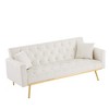 Futon Sofa Bed, Convertible Sleeper Couch Bed With Adjustable Armrests And Backrest, Loveseat Sleeper Bed With 2 Pillows - 3 of 4