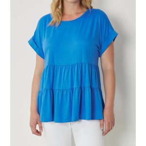 Women's Short Sleeve Tiered Tunic - entro - 1 of 4