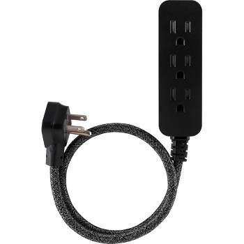 Cordinate 2' 3 Outlet Grounded Extension Cord Dark Gray