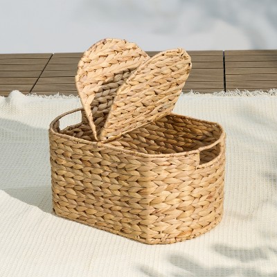 Vynxaria Eco-Friendly Water Hyacinth Storage Basket (16.1"×10.2"×8.3")  Multi-Use for Kitchen/Picnics, Breathable