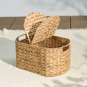 Vynxaria Eco-Friendly Water Hyacinth Storage Basket (16.1"×10.2"×8.3")  Multi-Use for Kitchen/Picnics, Breathable - 1 of 4