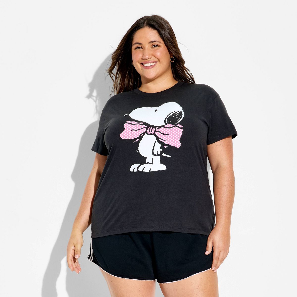 Women's Snoopy Bow Short Sleeve Graphic T-Shirt - Black - thumbnail 5