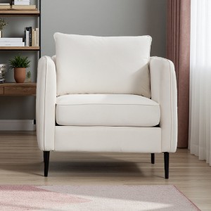 Velvet Accent Chair with Pillow and Metal Legs - 1 of 4