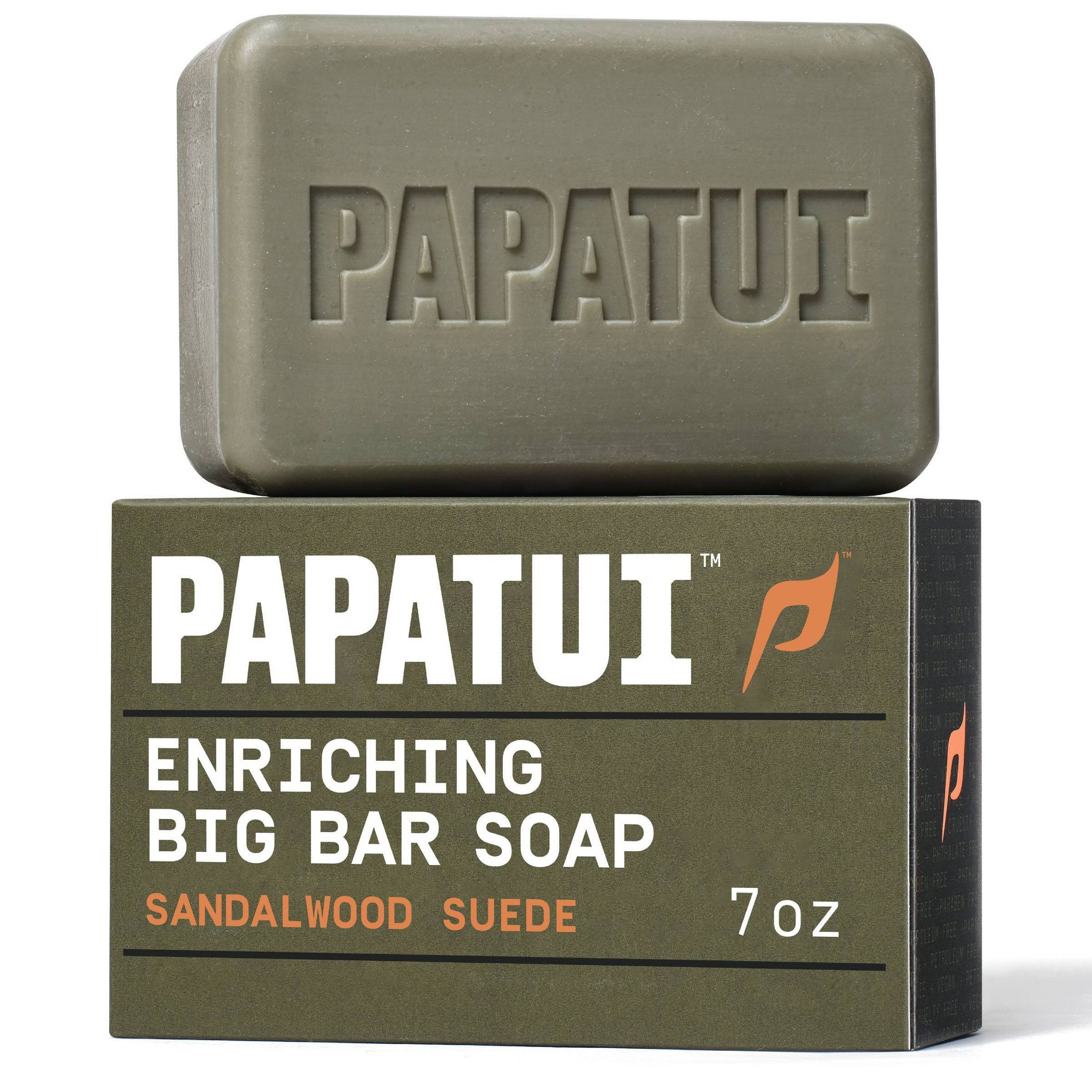 Papatui Men's Sulfate-Free Exfoliating and Hydrating Mango Butter, Avocado Oil and Ceramides Bar Soap - Sandalwood Suede - 7oz