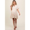 PinkBlush Cream Tiered Linen Maternity Dress - 2 of 4