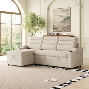 NicBex Couches for Living Room 83.8" Convertible Sleeper Combo Sofa Bed Upholstered Pullout Sofa with Storage Recliner and Cup Holder - 1 of 4