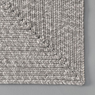 Light Gray Braided Square Synthetic 3' x 5' Indoor/Outdoor Rug