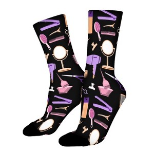 Beauty Hair Salon Women Printed Crew Socks Funny Funky Socks Soft Polyester Novelty Gifts for Artists Men - 1 of 1