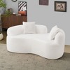 Okak Boneless Cloud Floor Sofa Curved Loveseat with Pillows,Teddy Velvet Fabric Futon Couch for Living Room,Apartments - 2 of 4