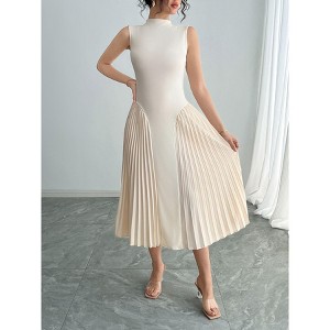 ITAFIT Sleeveless Pleated Tight-Fitting A-Line Dress - 1 of 4