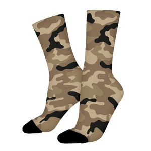 Woodland Camo Women Printed Crew Socks Funny Funky Socks Soft Polyester Novelty Gifts for Artists Men - 1 of 1