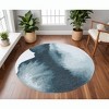 HomeRoots 8' Blue and Gray Round Abstract Non Skid Area Rug - 2 of 4