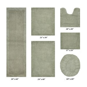 Edge Bath Rug 100% Premium Cotton Ultra-Soft Water Absorbent Tufted Solid Reversible 6 Piece Bathroom Rug Set for Machine Washable Bathmat - 1 of 4