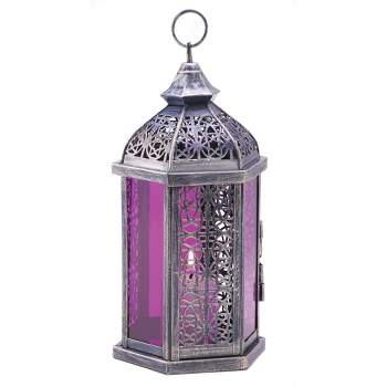 11.5" Metal Enchanted Outdoor Lantern Purple - Zingz & Thingz