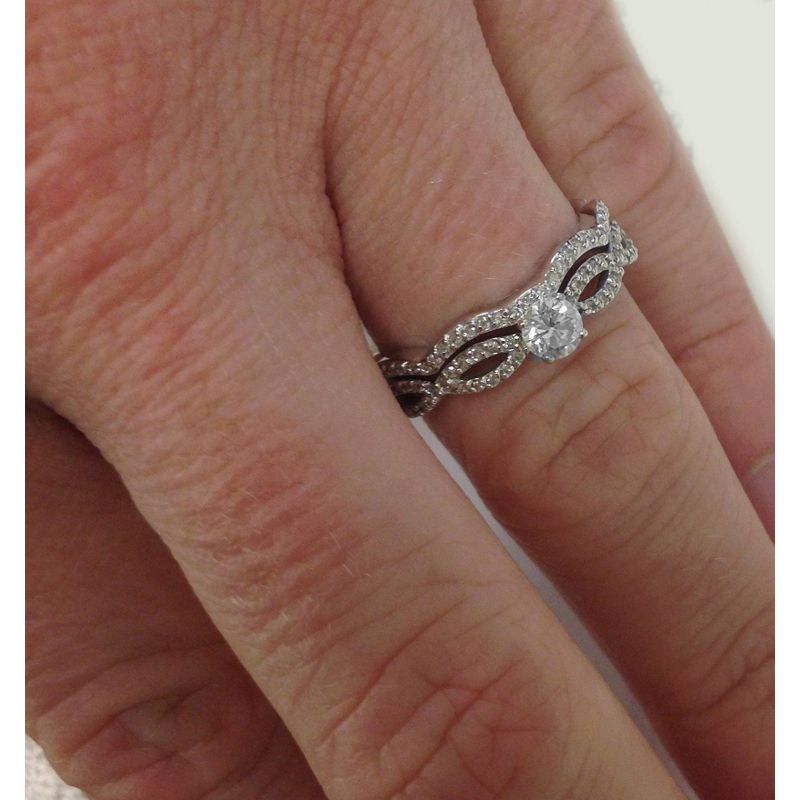 Pompeii3 1 Carat Diamond Engagement Infinity Ring Set 10K White Gold, 4 of 6