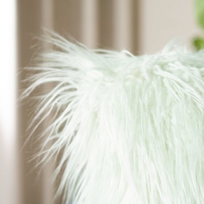 Mint Green Faux Fur Square Accent Pillow
