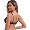 INSPIRE CHIC Women's Lace Trim Wirefree Lingerie Adjustable Spaghetti Straps Deep V Soft Push Up Bras - 2 of 4