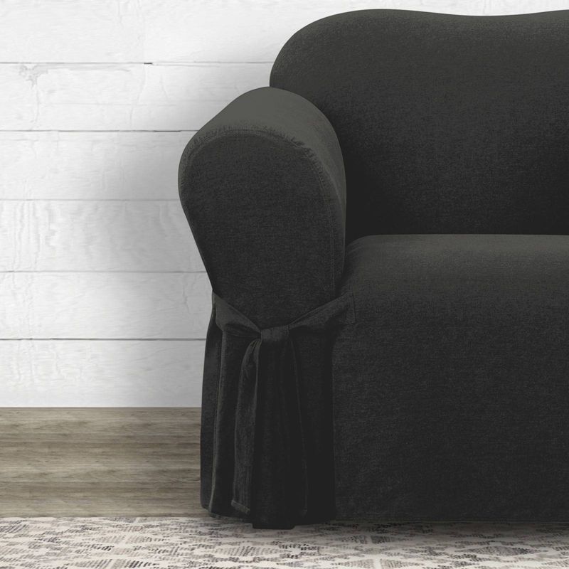 Farmhouse Basketweave Chair Slipcover - Sure Fit, 4 of 6