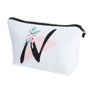 Unique Bargains Large Capacity Zipper Personalized Small Makeup Bag White - 1 of 4