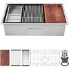 23x18 Inch Undermount Kitchen Sink, Stainless Steel Kitchen-Single Bowl Sinks, with Cutting Board for Bar, (Not Included Faucet), Silver - 2 of 4