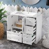 Vynxaria 36 in. 1 Freestanding White Bath Vanity with White Resin Top Bathroom Vanities with 4 Storage Drawers and Shelf, Soft Closing Doors - 3 of 4