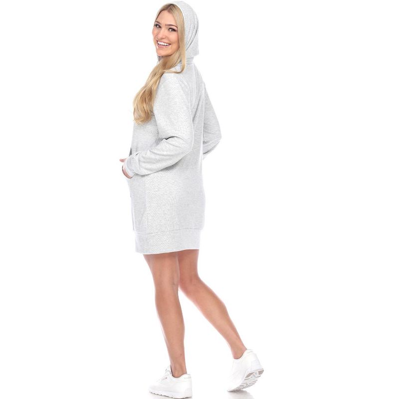 Women's Hoodie Sweatshirt Dress - White Mark, 3 of 6