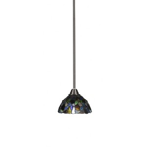 Toltec Lighting Paramount 1 - Light Pendant in  Brushed Nickel with 7" Blue Mosaic Art Glass Shade - 1 of 1