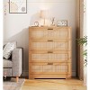 4 Drawer Dresser for Bedroom, Rattan Chest of Dressers, Modern Wood Tall Dresser with Power Outlets - 4 of 4
