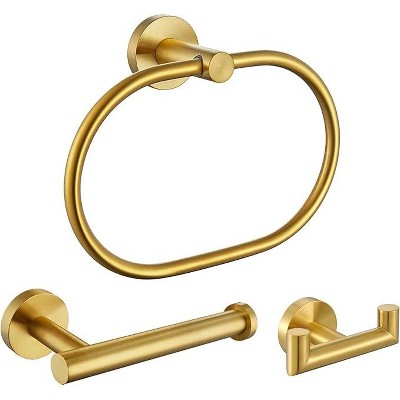Mixxidea Round Double Towel Hook Bundle with Toilet Paper Holder, Oval Towel Ring